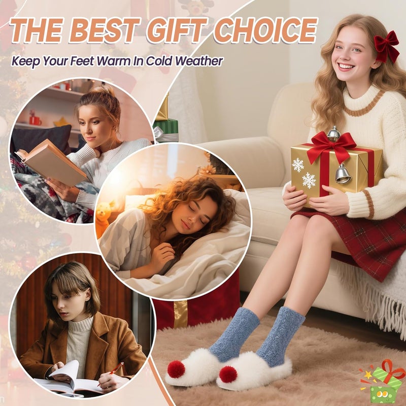 AMENLAN Store Women Fuzzy Slipper Socks Winter Microfiber Soft Cozy Plush Fluffy Socks Warm Comfy Thermal Home Sleeping Socks - Image 5